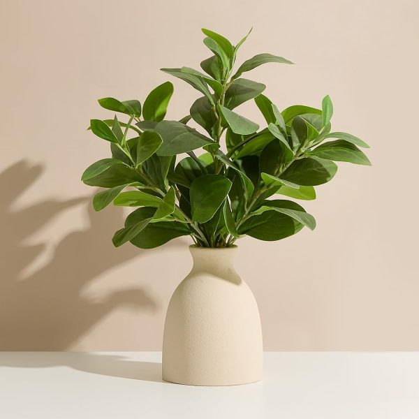 Artificial eucalyptus tabletop plant with vase; decorative accent for indoor offices and desks