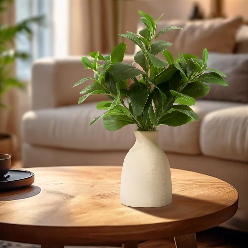 Artificial eucalyptus tabletop plant with vase; decorative accent for indoor offices and desks - Image 2