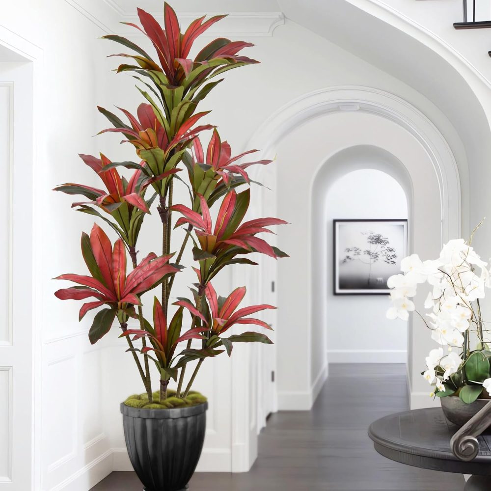 Artificial Dracaena (Dragon Blood Tree) floor plant; decorative greenery for living rooms, offices, and outdoor spaces