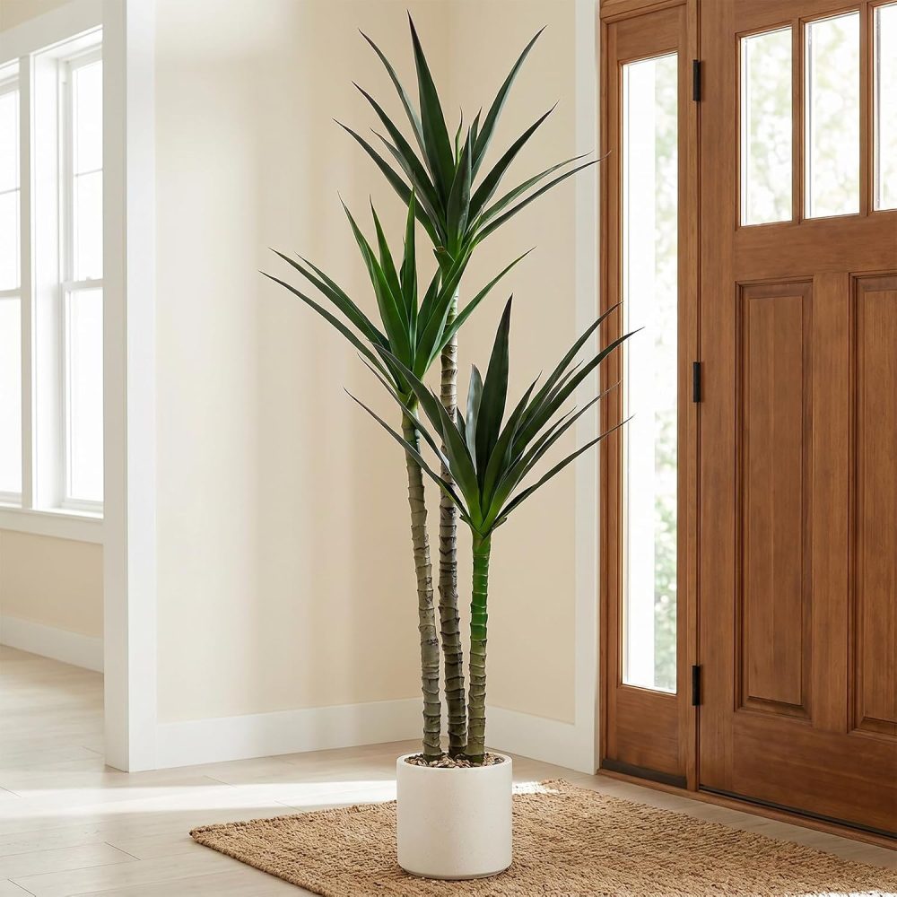 Artificial multi-headed tropical Agave floor plant; decorative plant for indoor, outdoor, and patio spaces