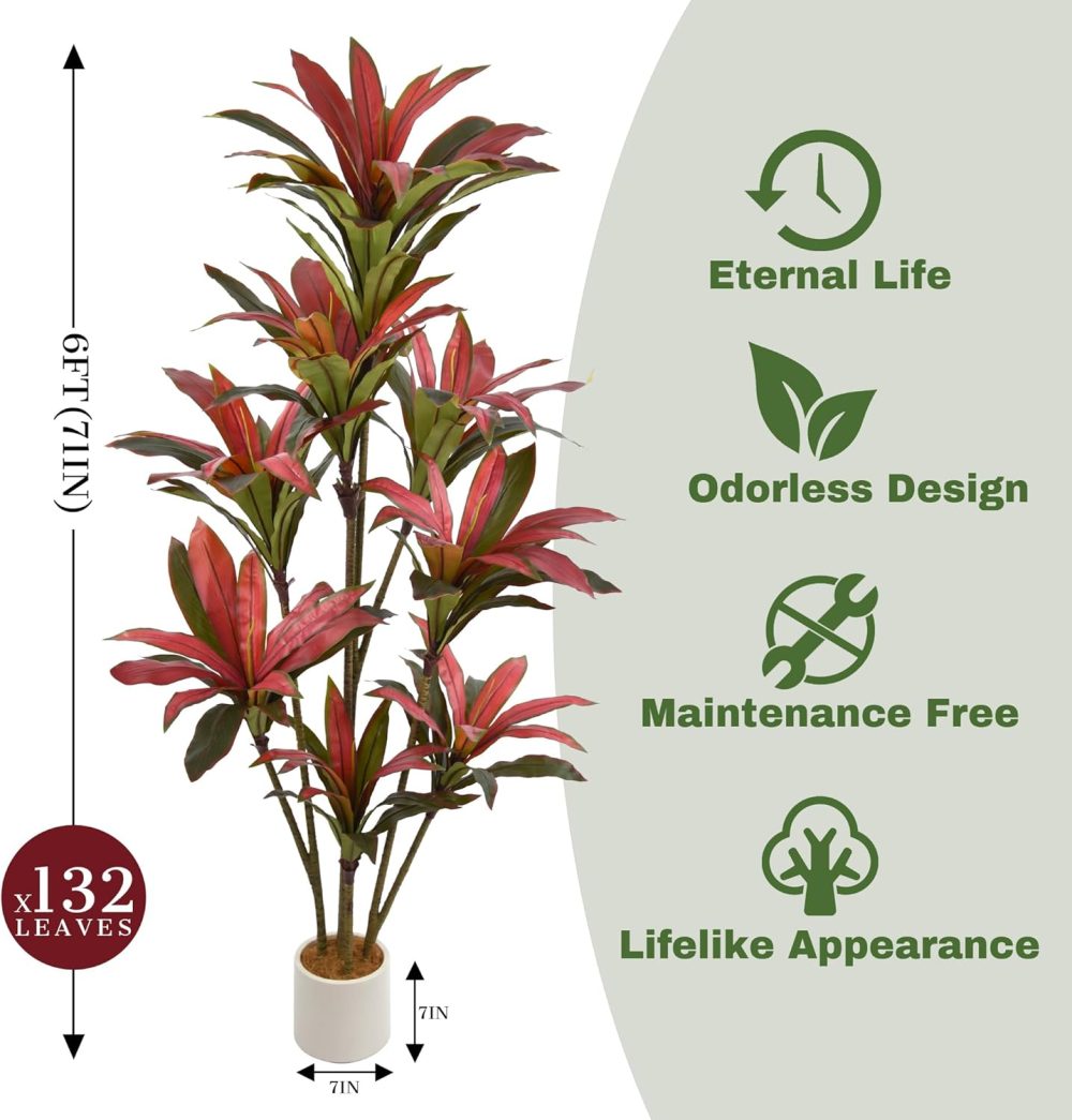 Artificial Dracaena (Dragon Blood Tree) floor plant; decorative greenery for living rooms, offices, and outdoor spaces - Image 2