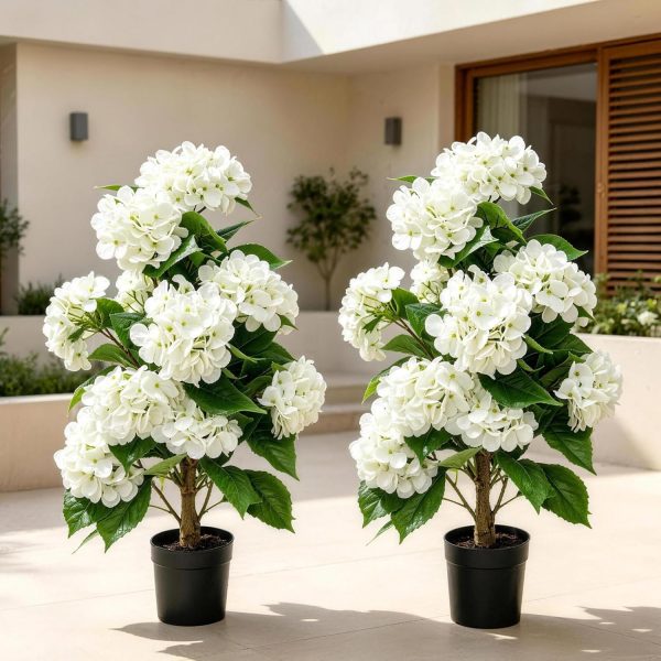 Artificial hydrangea small potted arrangement for indoor/outdoor decor