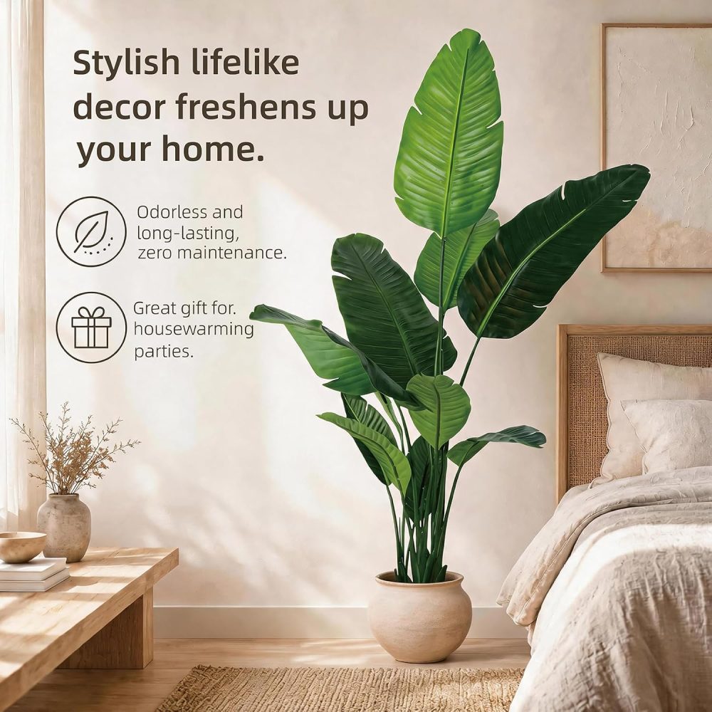 Artificial Strelitzia (Bird of Paradise) floor plant with tropical banana-leaf style; decorative plant for indoor and outdoor spaces - Image 2