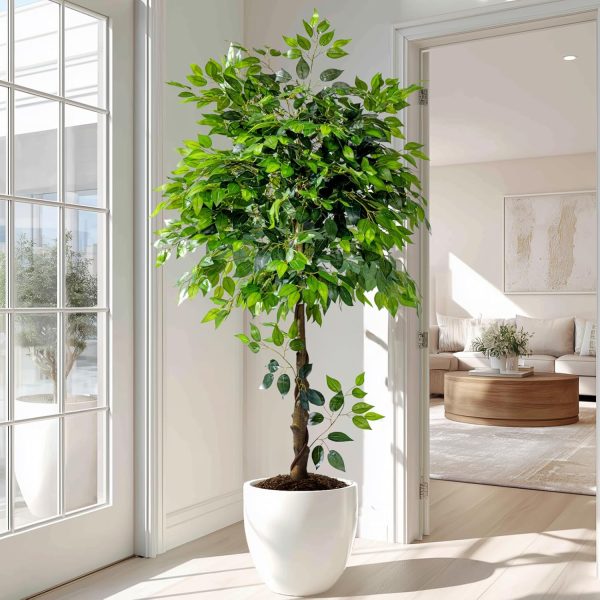Artificial large-scale ficus floor-standing potted tree for living room, bedroom, or office decor