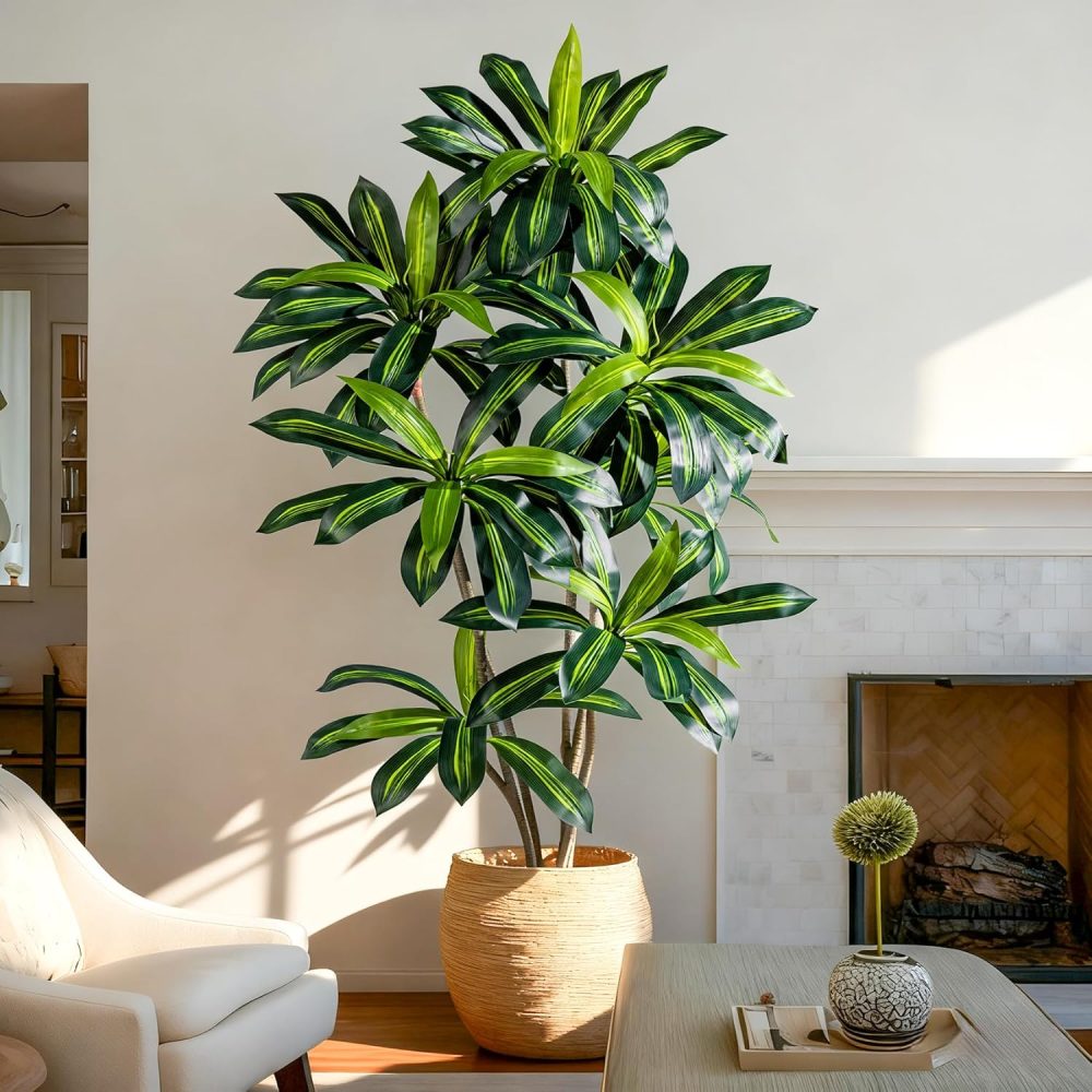 Large artificial floor-standing tree in a white planter; decorative greenery for living rooms, patios, and outdoor spaces - Image 2
