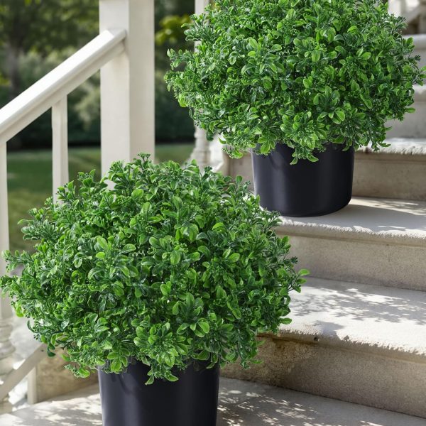 Set of two artificial ornamental grass potted plants for indoor/outdoor decor